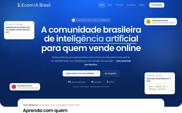 Página inicial do site EcomIA Brasil