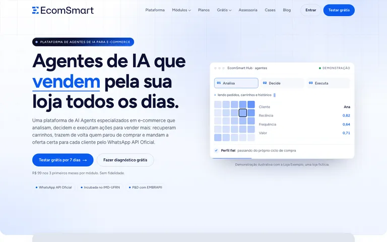 Página inicial do site EcomSmart