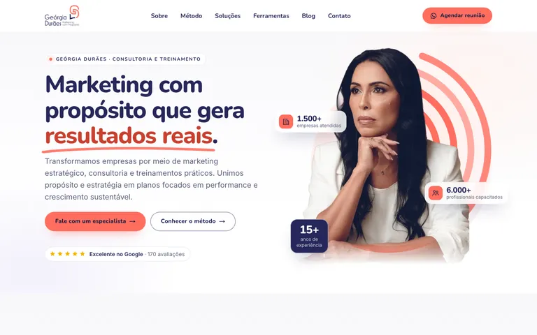 Página inicial do site Geórgia Durães