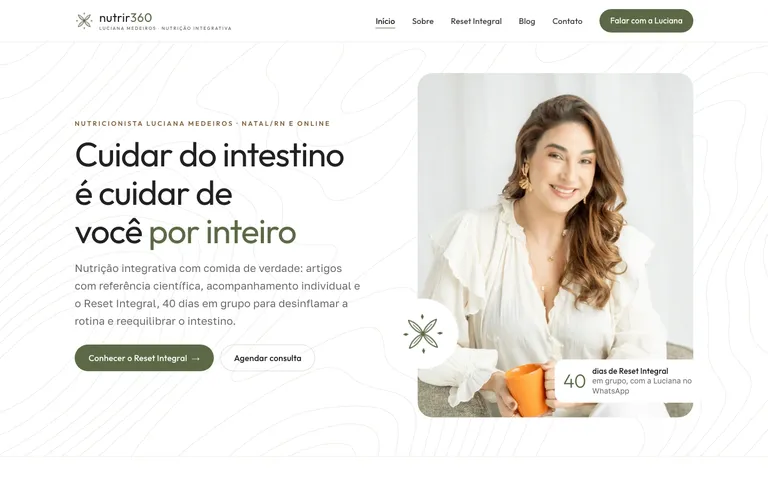 Página inicial do site Nutrir360