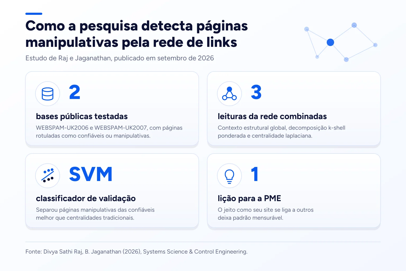 Infográfico: Como a pesquisa detecta páginas manipulativas pela rede de links